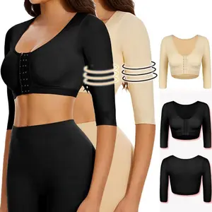 Upper arm shaping sleeve compression tops for women after breast surgery push-up bra shaping cropped tops, body shapers