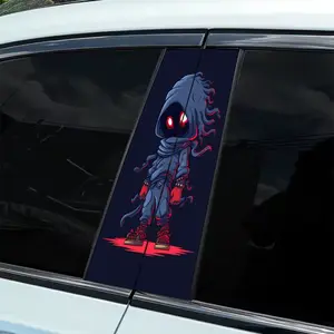 2 B-pillar Diablo Cool Shadow themed stickers, waterproof and scratch-resistant, suitable for all models - Audi, Honda, Mitsubishi, Ford, Volkswagen, BMW, Opel, Peugeot; sedans, SUVs, MPVs, Car Decals