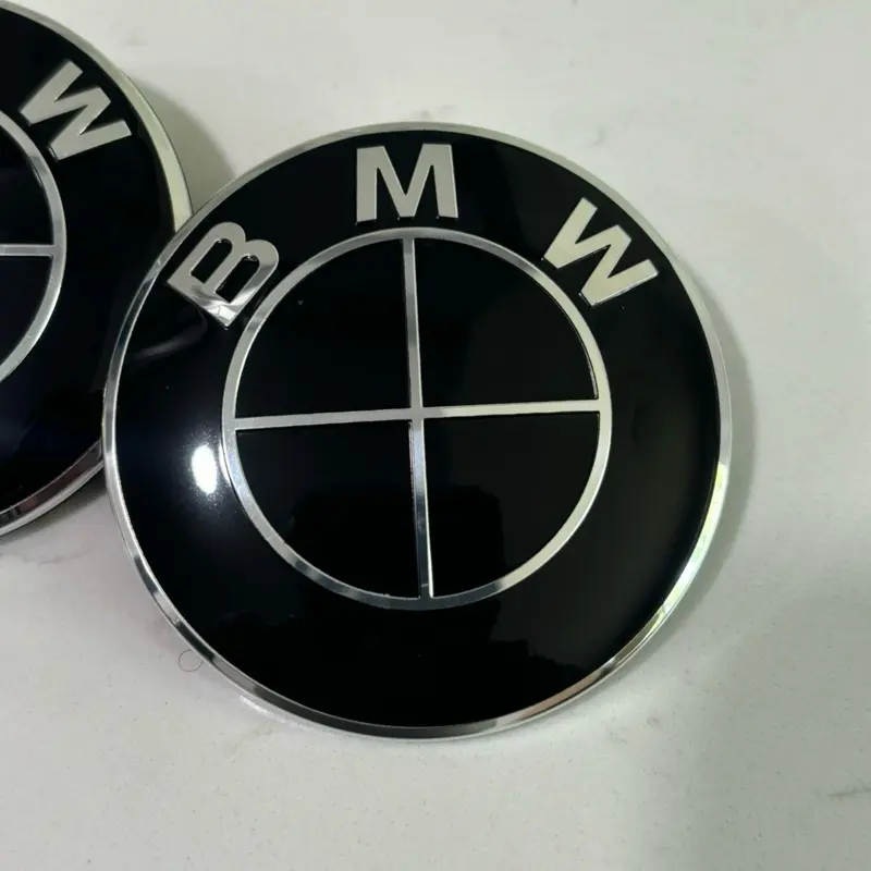 BMW 50th Anniversary Hood & Trunk Badge Emblems Set - 82mm & 82mm Options, Black, set of two Celebrate 50 Years of Innovation & Luxury Logo Car Accessories Car Decoration