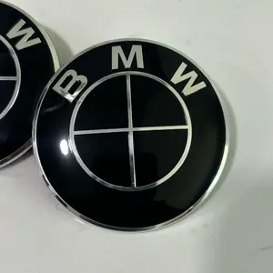 BMW 50th Anniversary Hood & Trunk Badge Emblems Set - 82mm & 82mm Options, Black, set of two Celebrate 50 Years of Innovation & Luxury Logo Car Accessories Car Decoration