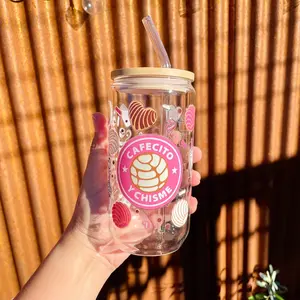 Cafecito y Chisme 16oz Libbey Cup | 500ml Concha Coffee Glass Cup