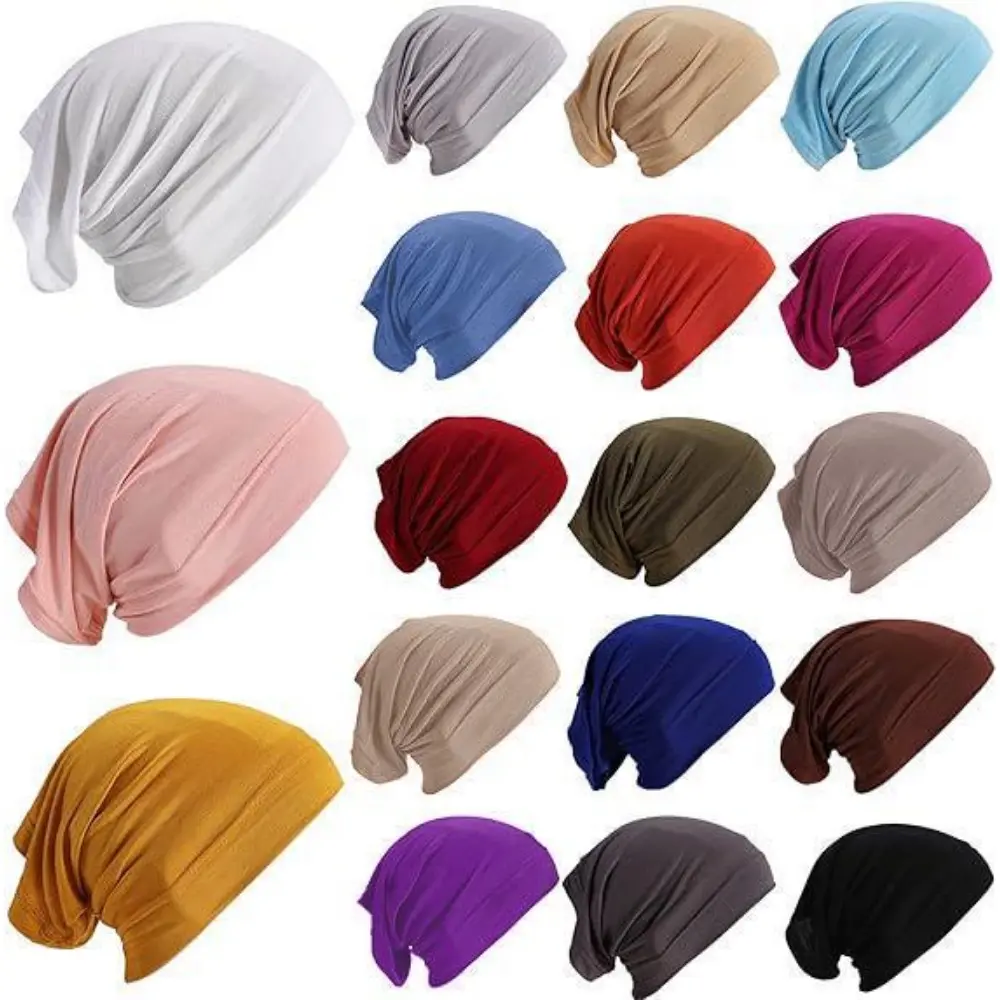 Women's Stretch Solid Color Hijab Undercap - 18PCS Scarf Headwear for Party, Casual, Daily Use, Unisex Dreadlock Hat Turbans