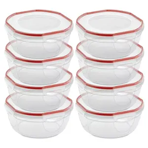Sterilite Ultra Seal 4.7 Qt Plastic Food Storage Bowl Container w/ Lid, (8 Pack)