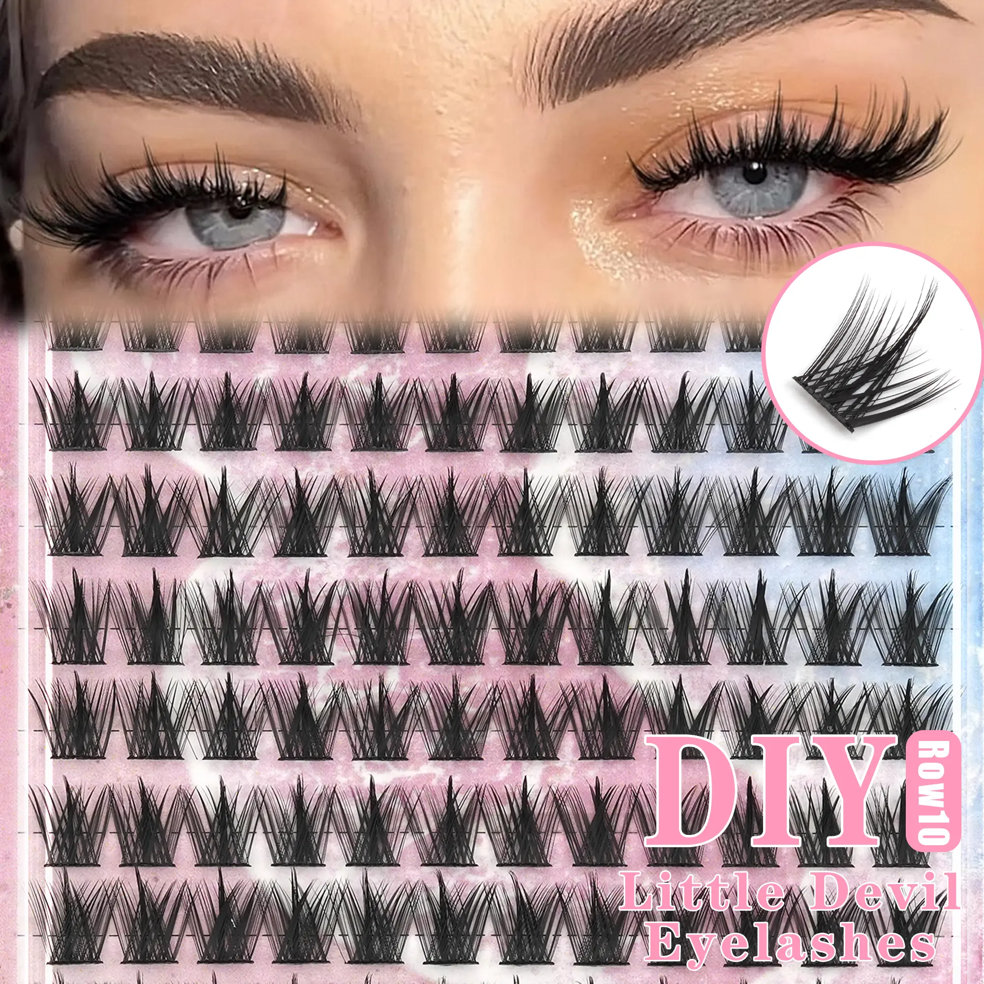 Row 13 Little Devil False Eyelashes, Fluffy Natural False Eyelash Clusters, Eyelash Clusters, Single Eyelash Strands, Eyelashes, False Eyelashes