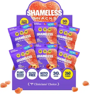 Shameless Snacks OMG Peach - Sour Candy & Fruit Snacks, Sour Peach Gummy Candy, Keto Snacks Low Sugar Candy in Bulk, 3g Sugar Gluten Free Vegan for Kids & Adults