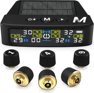 Marcala V2.0 Trailer Tire Pressure Monitoring System | 50-Foot Extended Range RV TPMS | 0-98/144 PSI for RV/Camper/Towing | Solar Charge & 6-Alarm Trailer TPMS | Prevent Flats & be Safer