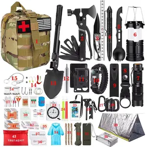 Complete Earthquake Survival Kit Emergency Preparedness Gear with Shovel First Aid Kit for Camping Home Wilderness