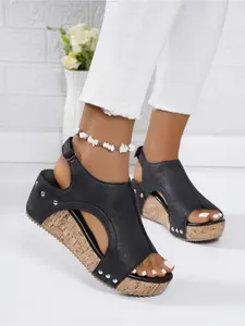 Women's Cork Heel Mules Sandals Summer Retro Casual Office Work Shoes Multi Color Platform Slippers Breathable Non Slip High Heels