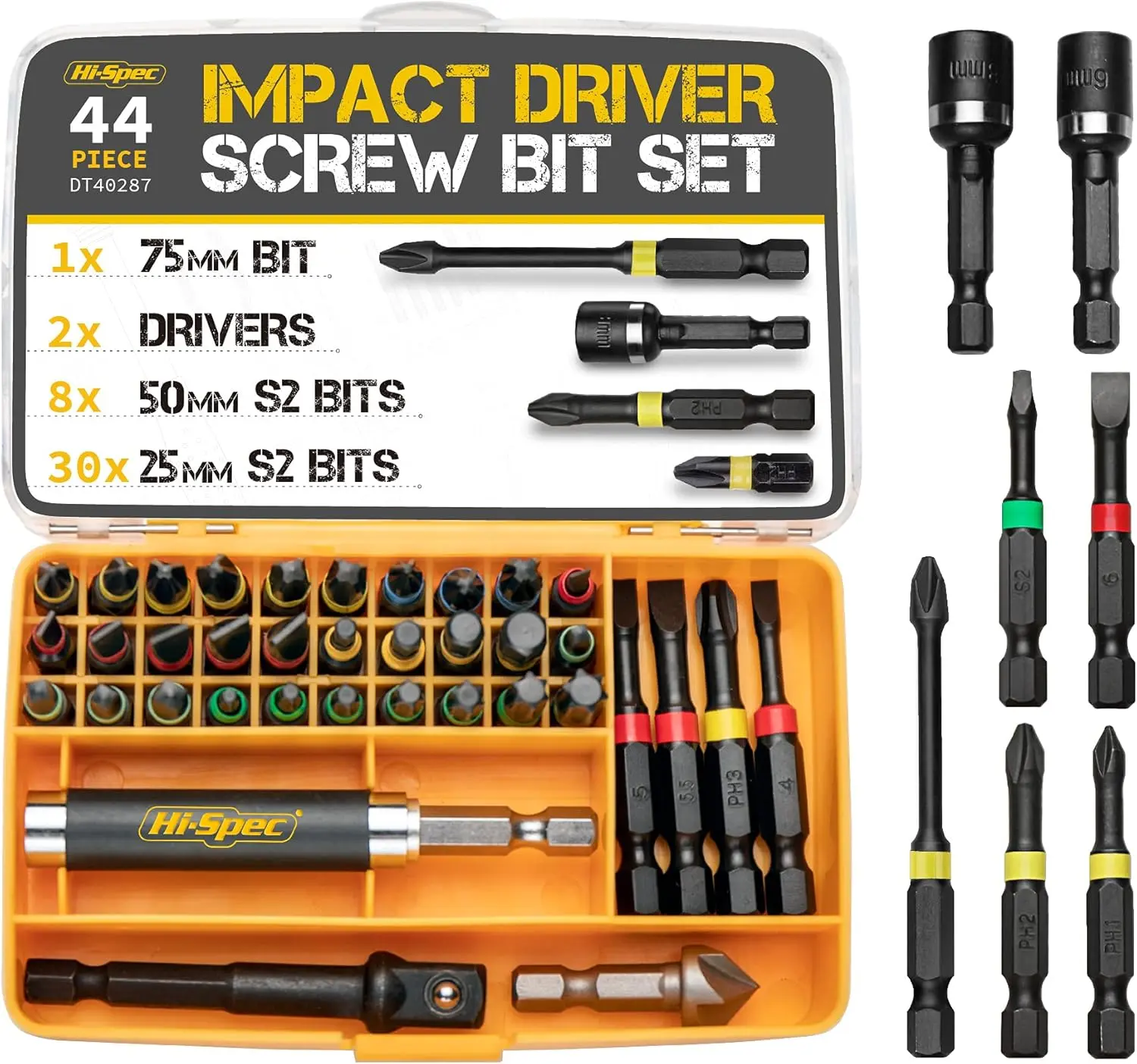 44Pcs Driver Bit Set, 1/4" Hex S2 & Screwdriver Bit Set with Case, Torx Bits, for, Home DIY Use.