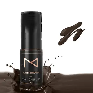 M Cosmetic Liquid Pigment for Eyebrow Powder Brows, Nano Brow, Shading Permanent Makeup - Machine Use - No Mixing - for Professionals Only -12ml (Dark Brown)
