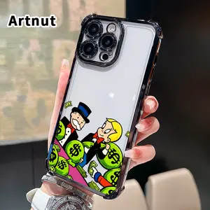 Phone Case for iPhone 17 16 Pro Max 15 Plus 14 13 12 11 E Air Wealthy Fellows' Delight Four-corner Thickened Mobile border Electroplating with counter-fall Safety Cushion