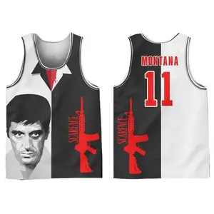 Montana 11 Scarface Outfit Unisex Print Round Neck Tank Top Casual Sportswear Sport & Outdoor 90s Vintage Tank Top