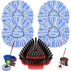 5 Pack Spin Mop O Cedar RinseClean 2-Tank System,Include 4 Mop Replace Heads + 1 Scrubber Brush, 100% Microfiber Mop Refills Deep Machine Washable