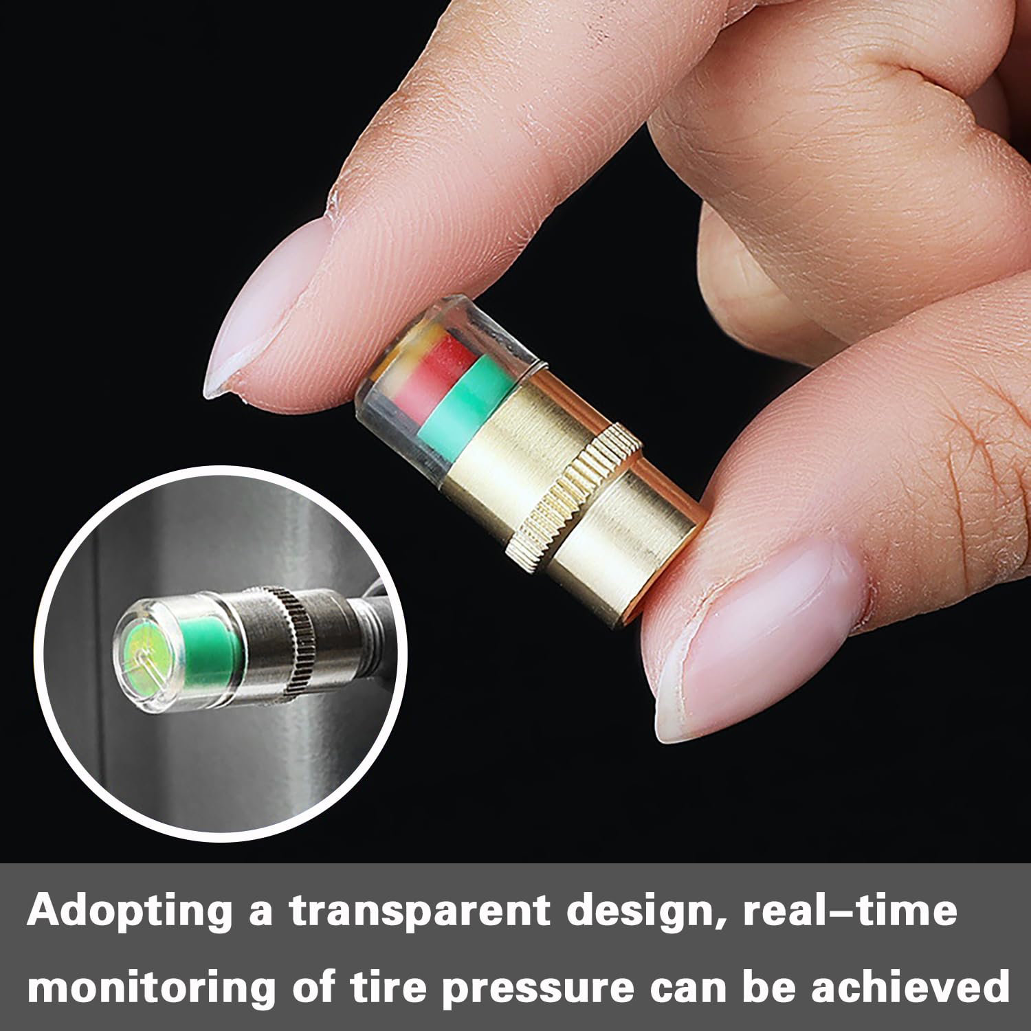 4pcs Tire Pressure Monitoring Caps Copper Core Sensor Indicator for Car Low Pressure Detection Alerts Hardware Industrial Detector