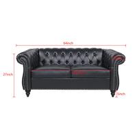 Black PU 2 Seater Tufted Sofa