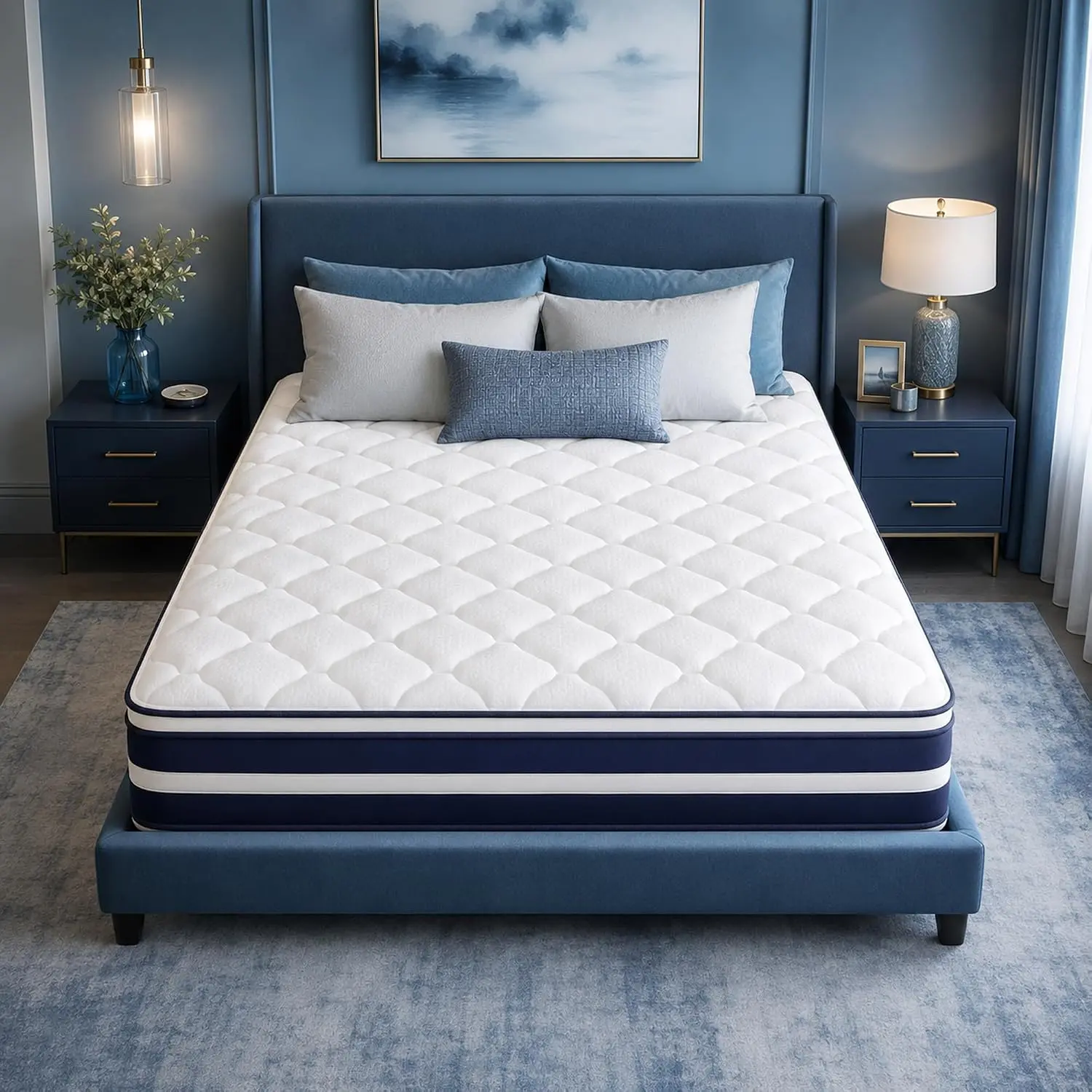 Queen/King Mattress 12-14 Inch, Hybrid Memory Foam and Spring Core, Firm Support with Plush Top, Fiberglass Free & Non-Toxic