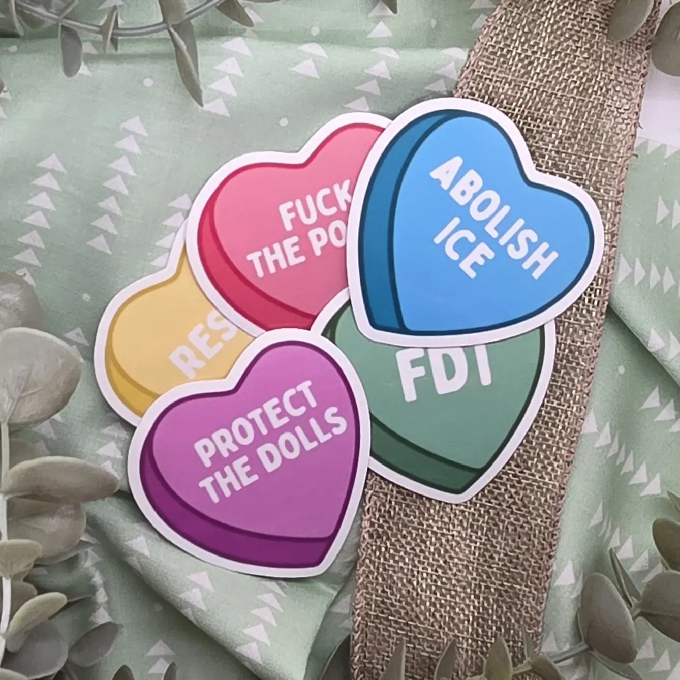Conversation Hearts Sticker Pack (Set of 5) - Political - Human Rights - Feminist - Activist - Protest - Equality - Pro-Choice - LGBTQIA+ - BLM
