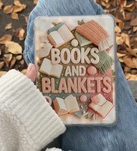 Books and Blankets Cozy Kindle Insert for Clear Case – Aesthetic Book Lover Decor | Cozy Reading Accessory