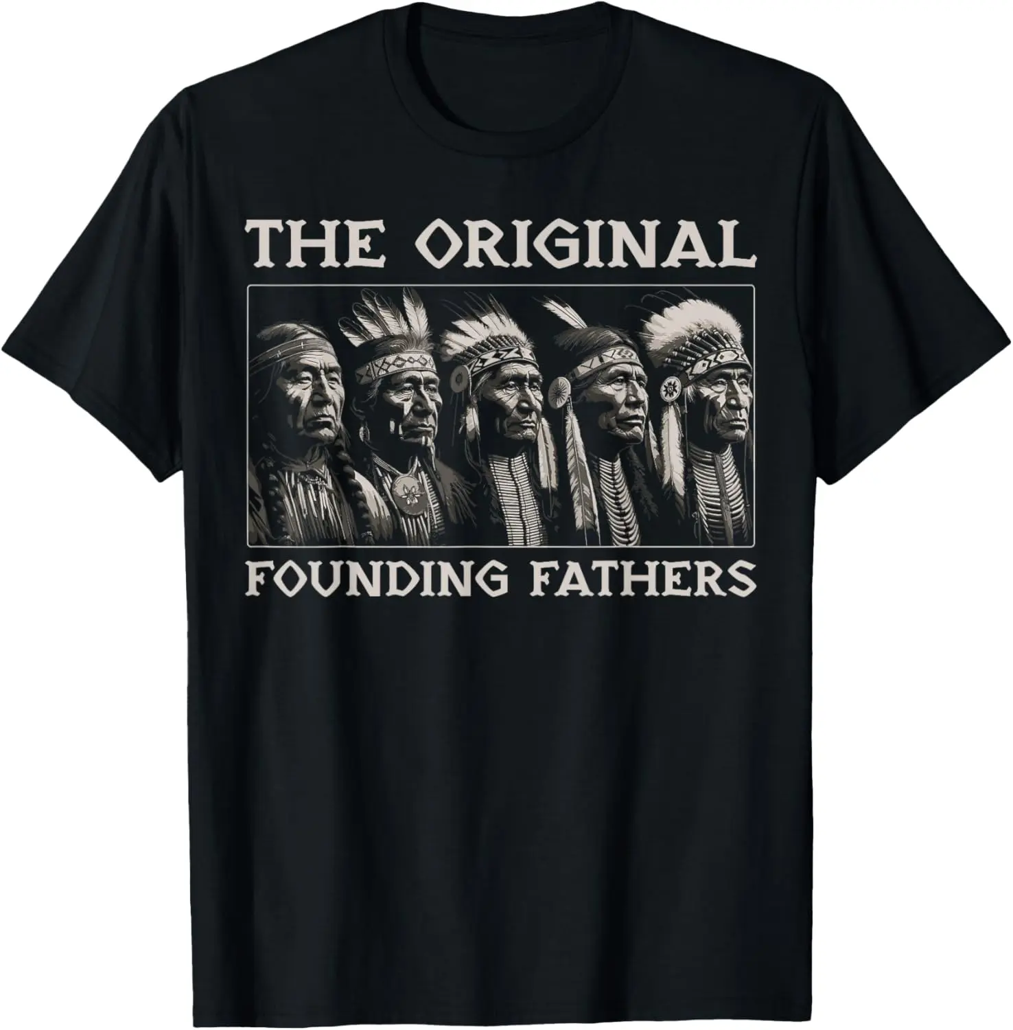 Men's 100% Cotton Short-Sleeve Crew Neck Casual Distressed T-Shirt - Vintage Founding Fathers Native American Indian Graphic Top, Golf Gift for Men, Streetwear, Machine Washable, Basic, All Seasons, Menswear, Athletic
