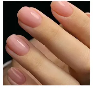 GLAMERMAID Extra Short Press on Nails, Nude Pink Fake Nails Short Squoval, Coral Pink Natural Square Glue on Nails, Light Pink Acrylic False Nails, Reusable Spring Glossy Round Fake Nails for Women