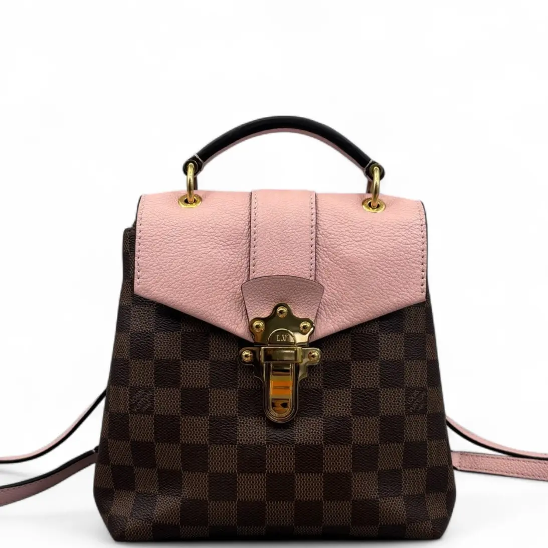 Pre-owned Louis Vuitton Canvas Backpacks Clapton Backpack Damier Ebene Brown Pink (mx091326a0r) [Shanghai]