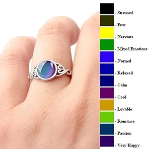 Magical Mood-Changing Zirconia Ring | Ornate Scroll Design with Color-Shifting Cubic Zirconia (Changes Based on Emotions/Temperature) | Mystical Perfect for Daily Wear, Conversation-Starter Looks, Gift-Giving-No Box