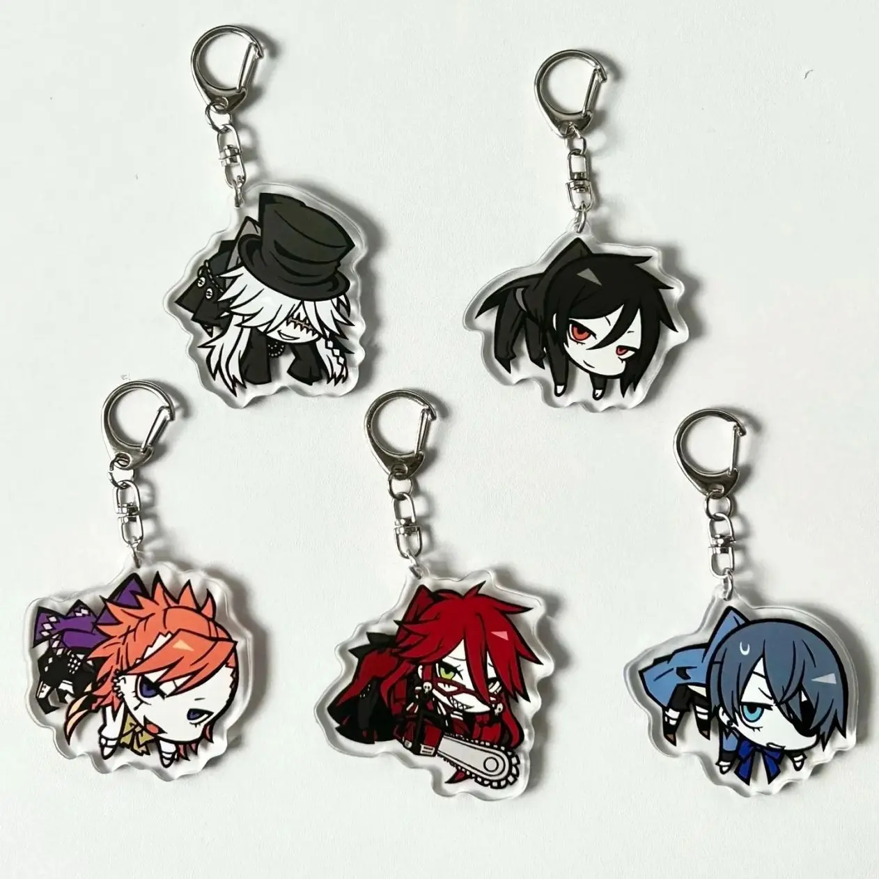 5 Ops Black Butler Acrylic Keychain, Sebastian Michaelis Double Side Keychain, Ciel Phantomhive, Anime Gift for Friend
