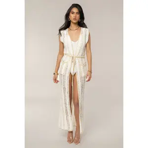 Ivory/Beige Marcelle Crochet Maxi Dress