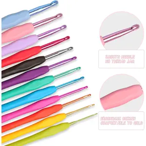 KOKNIT 12 PCS Crochet Hooks, Ergonomic Handle Crochet Hooks