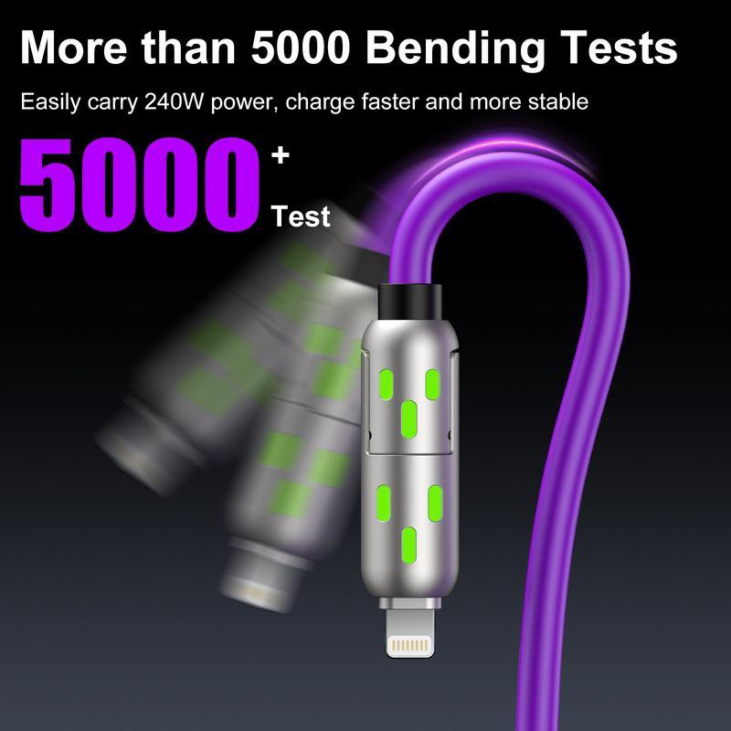 6.6FT 4-in-1 USB-C Cable, PD Fast Charging, Data Sync, EXAVON USB-A, Type-C, Lightning,  Aluminum, Compatible