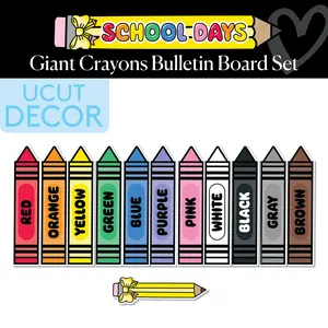 Bright Rainbow Giant Crayons Bulletin Board Set | School Days