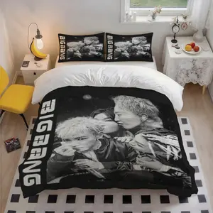 3pcs bigbang T O P Theme pattern printing, three-piece bedding set, Modern Bedding Set, Bed sets supplies, quilt cover and pillowcase, soft and comfortable, perfect for home bedroom, suitable for all seasons, 1 Duvet Cover + 2 Pillowcases (No Insert)