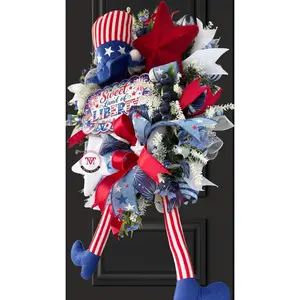 Sweet Land of Liberty Patriotic Wreath – Red White & Blue Door Decor