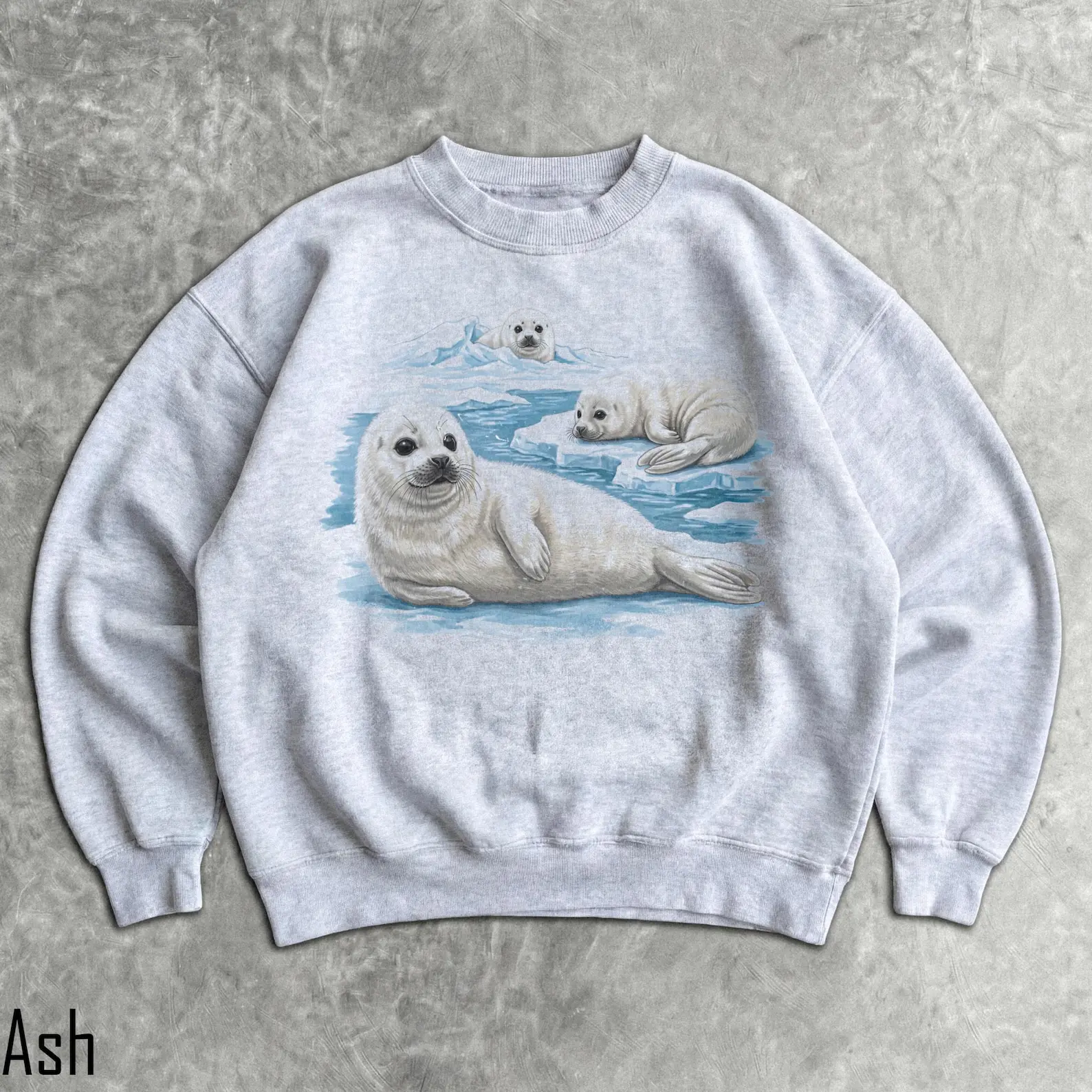 Cute Arctic Harp Seal Family Iceberg Graphic Sweatshirt And T-Shirt | Winter Marine Animal Ocean Nature Aesthetic Graphic Pullover Sea Life Lover Gift