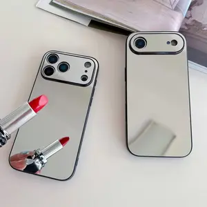 Luxury Plating Make Up Mirror Phone Case For iPhone 17 Air 16 15 14 13 12 Pro Max 16E Shockproof Camera Protective Cover Bumper