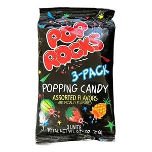 Pop Rocks Popping Candy - 1 Pack with 3 Pieces - 0.74 oz - Strawberry, Watermelon and Tropical Punch Flavors - Sweet Candies Fruity Snack Bonbon