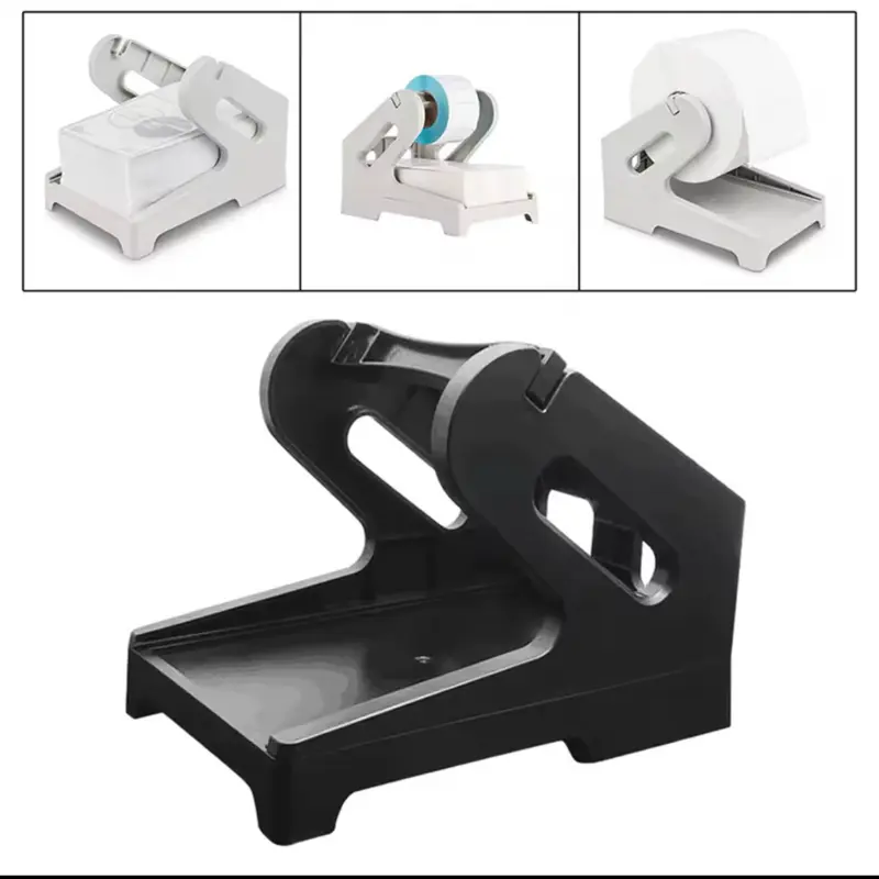 Label Holder Desktop Printer Accessory Supplies Shipping Label Stand for Rolls and Fanfold Labels Supermarket Factory Office Portable Handheld Black on QWERTY Bluetooth Thermal sticker labeling Monochrome