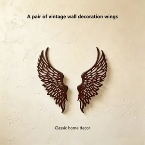 1 Pair Rustic Angel Wings Metal Wall Art 15 Inch Elegant Angel Wing Statue Decor for Church Wedding Home Outdoor Decoration