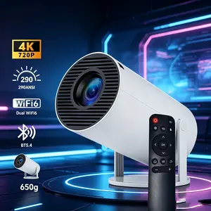 Bluetooth Mini Projector WiFi BT5.4 Auto Keystone correction 180° Rotatable 130" Screen 290 Lumens 720P Portable Dual-Source Android OS Built-In Speaker Game Audio Mount Outdoor Home Cinema portable movie theater smart Projector Peliculas