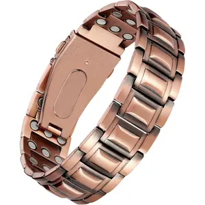 3X Strength Copper Bracelets for Men, Magnetic Bracelets for Men with 3800 Gauss Magnets, Premium Fold-Over Clasp bracelet men
