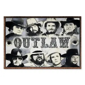 Vintage Outlaw Country Black-and-White Music Graphic Poster - Fade-Resistant Photo Print, Vintage Wall Art, Western Wall Art, Classic Home Room Decoration, Gift for Music Lovers