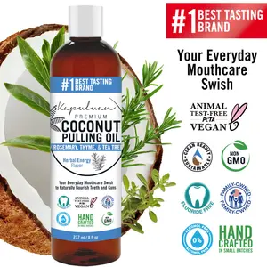 Kapuluan Coconut Pulling Oil Herbal Energy 8oz - Oral Cleansing Antibacterial Natural Mouthwash