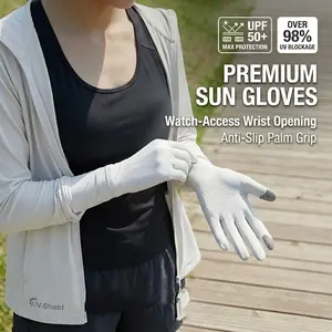 Women's Thin Sunscreen Gloves, UV Protection, Anti-Slip Breathable, Touch Screen Compatible, Watch-Access Wrist Opening, Ideal for Golf, Cycling, Driving, 1 Pair