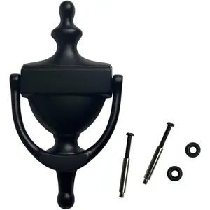 Solid Brass Door Knocker 7 Inch Matte Black 1 Pack Durable Front Door Hardware Made in Taiwan