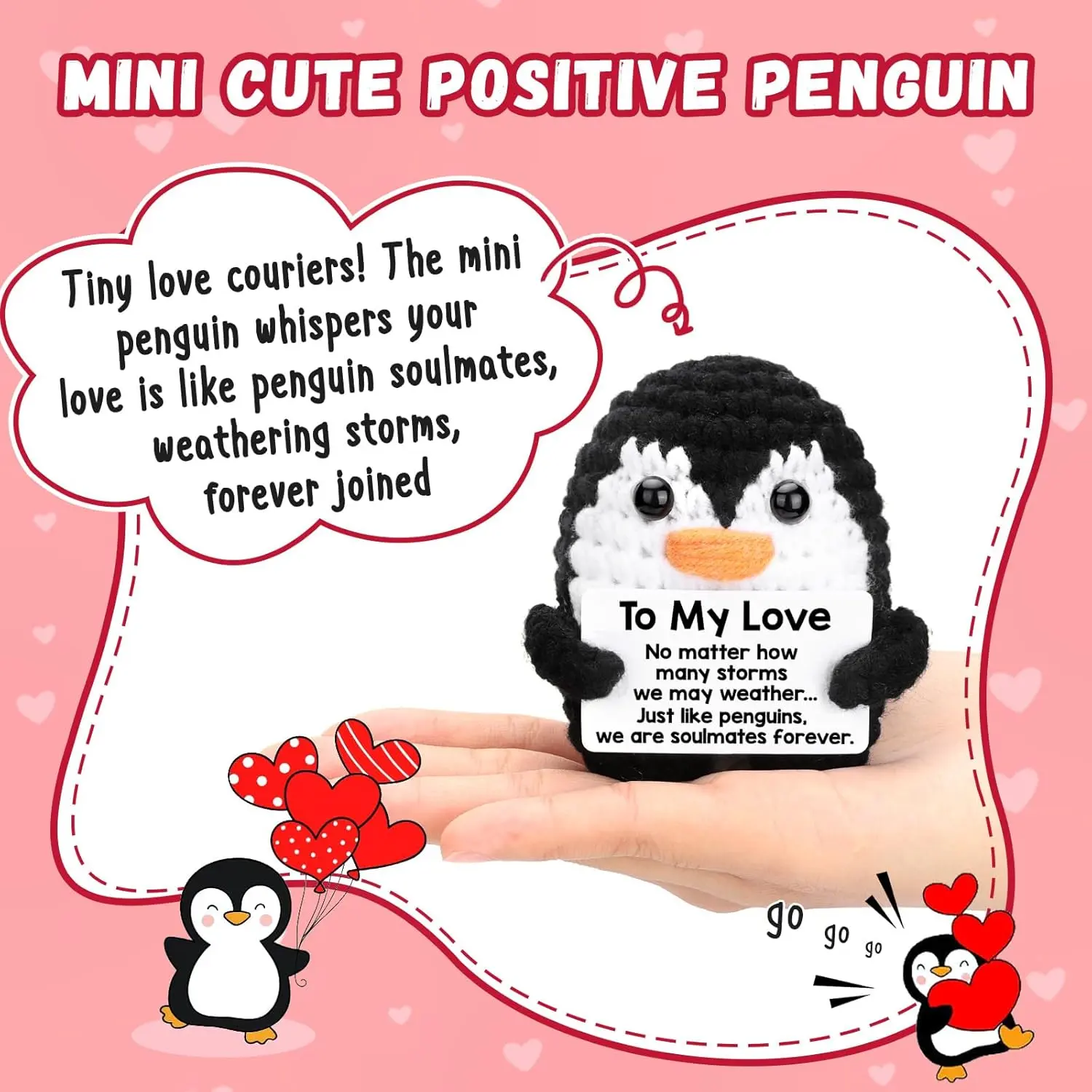 Gifts for Him Her Boyfriend Girlfriend, To My Love Handmade Crochet Penguin Present, Anniversary Wedding Birthday Gift for Women Men Cute Decor, Romantic I Love You Gift for Couple Wife Husband Easter