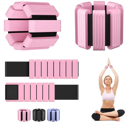 Pilates Wrist and Ankle Weights for Women - Adjustable Weighted Bangles for Men, 2 lbs Weighted Arm Bands Foot Leg Weights for Walking, Yoga, Training, Exercise, Running, Set of 2 (1LB Each)