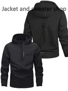 Men's Lightweight Polyester Fashion Hooded Jacket, Printed Front Zipper, Casual Outdoor Spring Summer Coat