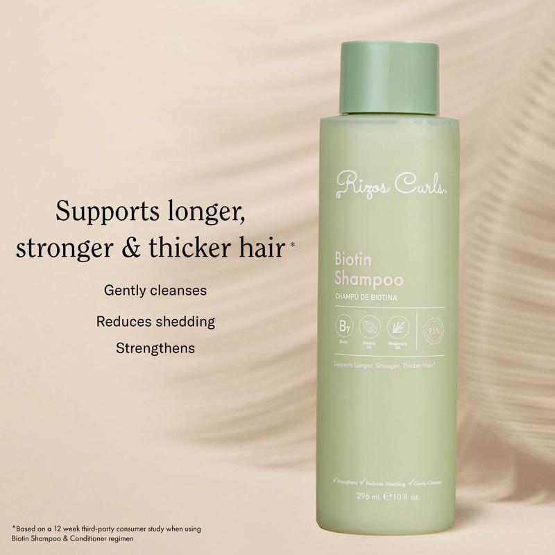 Rizos Curls Biotin Shampoo - Nourishing Cleanser with Biotin & Batana Oil for Frizz-Free Stronger Hair Vegan Cruelty-Free Oat Protein Rosemary Lengthening Volumizing Hydrate Conditioner