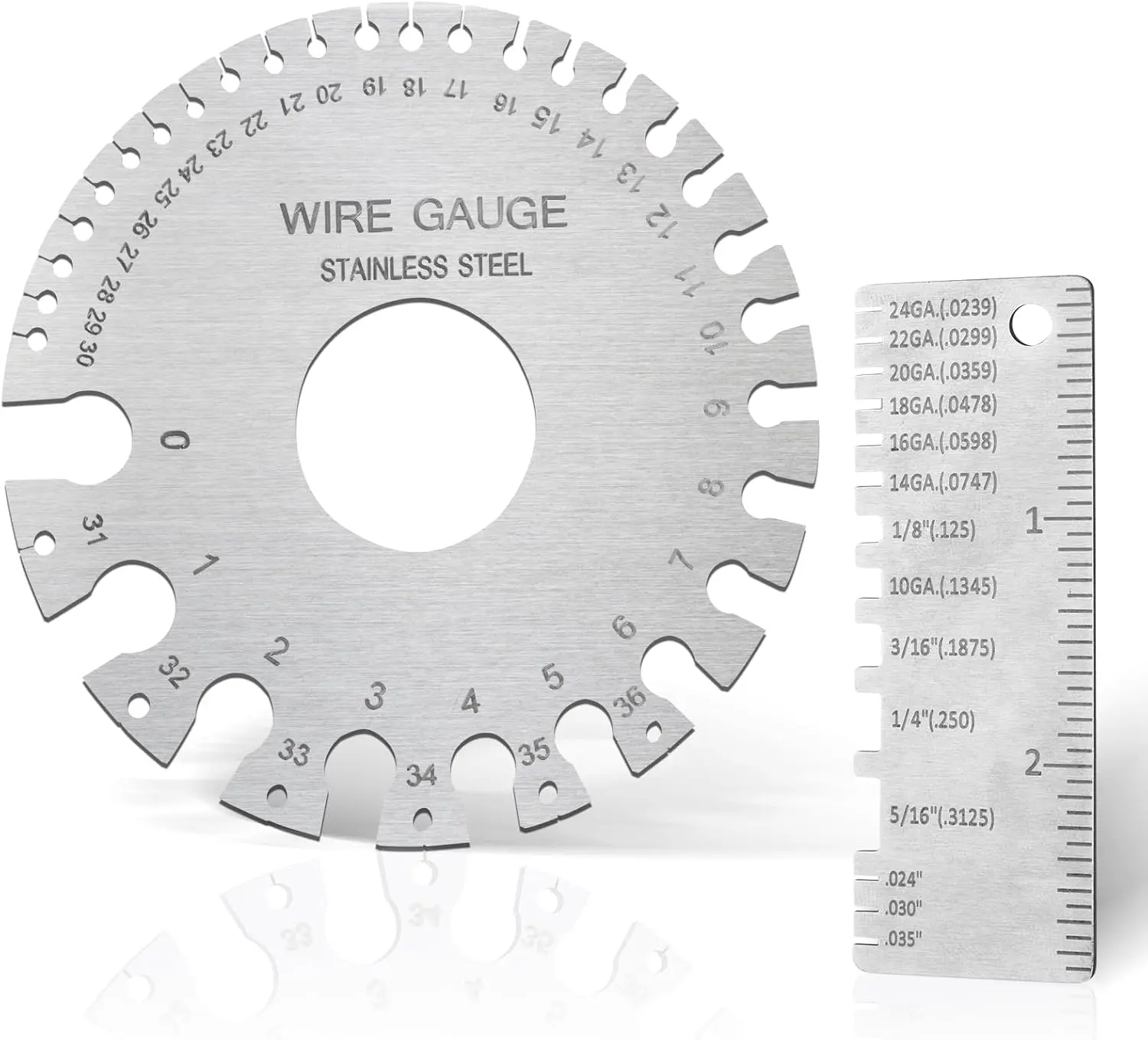 2 count Metal Gauge Thickness Tool, Wire Gauges Size for Welding, Highly Accurate Wire Gauge Measuring, Standard Dual-Sided Round Wire Sheet Gage and Thickness Gauge for Wire Welding