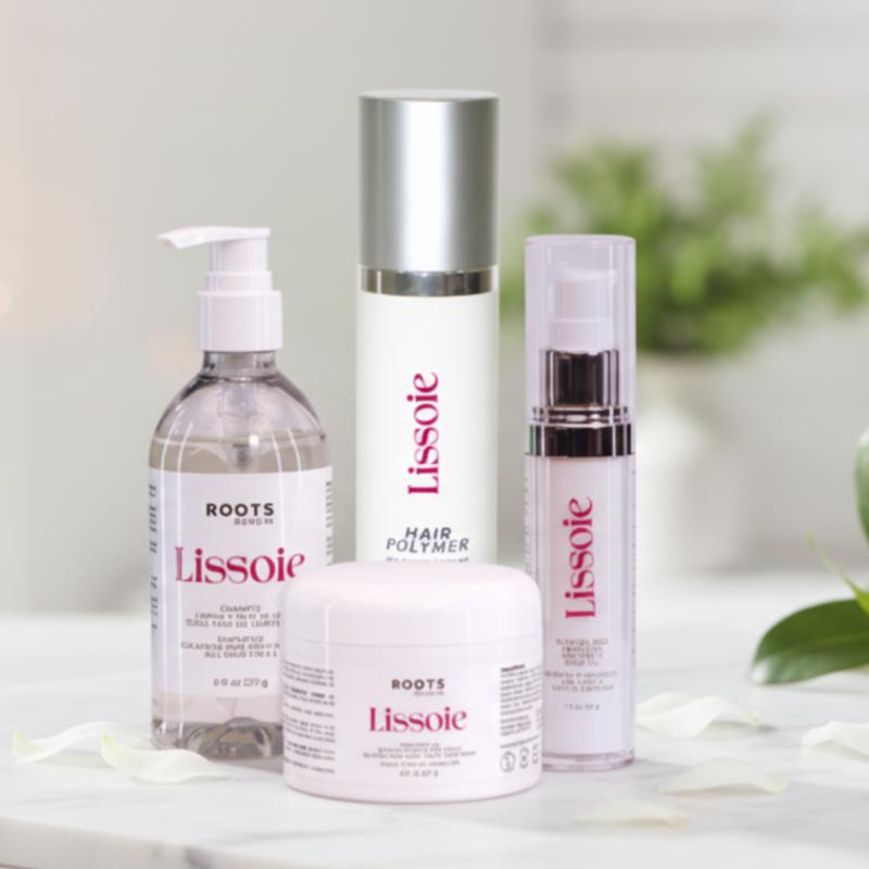 Lissoie Hair Kit – 4-step routine to cleanse, hydrate, repair & smooth hair. Includes shampoo,  mask, frizz-control polymer & shine oil. Sulfate-free, salon-quality care for dry, frizzy or color-treated hair. Haircare, , treatment. Hydrating